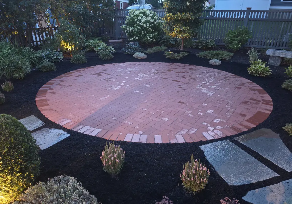 Residential landscaping project with improved lawn and planting